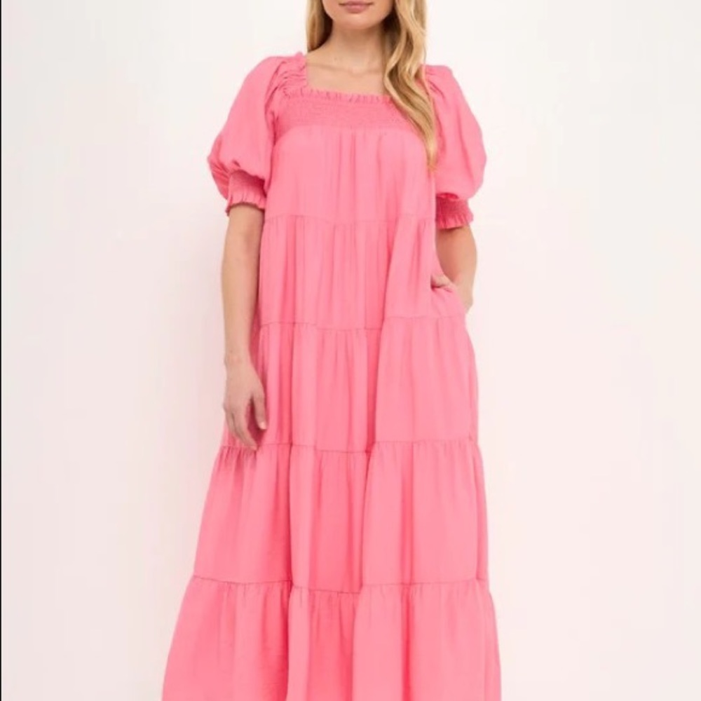 Puff Sleeve Square Neck Maxi Dress